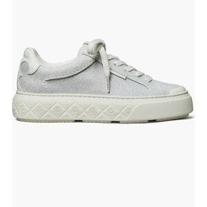 Tory Burch Ladybug Women's Glitter Low-Top Sneaker in Silver Cream